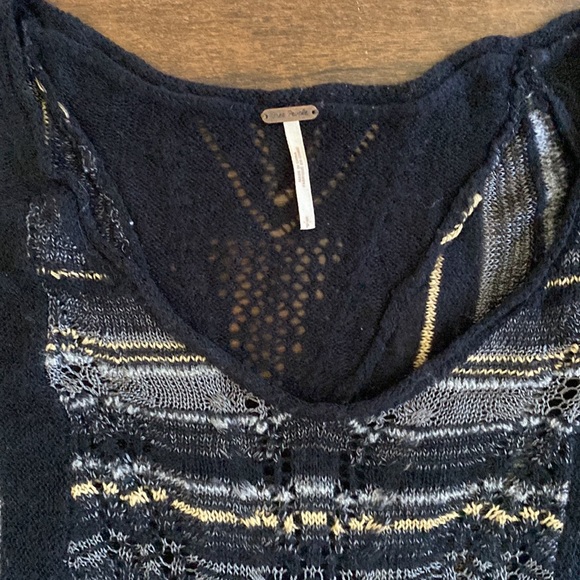 Free People - Sweater Tunic - Black Grey Tan - Small - Picture 2 of 7